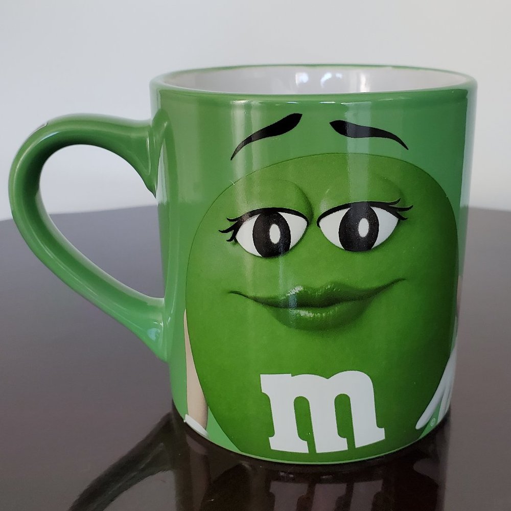 Official GREEN M&M Mug Novelty Graphic Logo Candy Lovers LIKE NEW